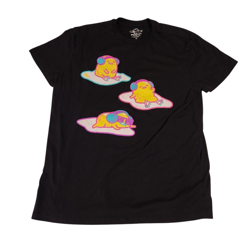 Gudetama The Lazy Egg T-Shirt Black Graphic Print Juniors Size XL
